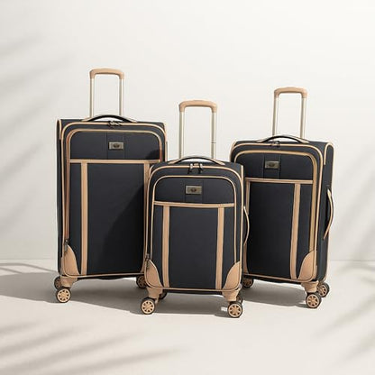 Dockers Seahorse Softside Expandable 8-Wheel Spinner Travel Checked Luggage, 3-Piece Set, Black - color: Black, size: 3-Piece Set (20"/24"/28")