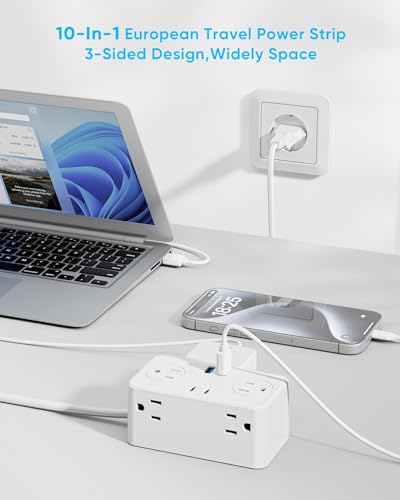 Kakyanill Italy Travel Plug Adapter, Italy Power Adapter, 6 AC Outlets, 4 USB Ports (2 USB C), 3ft Wrapped Around Extension Cord, for Italy Chile Libya - style: for Italy