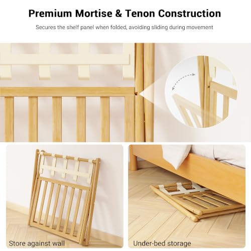 Fully Assembled Foldable Bamboo Luggage Rack for Guest Room - color: Natural-Rounded Bamboo, size: 2 Pack