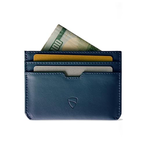 Vaultskin MOORGATE Slim Top-Grain Leather Credit Card Holder, RFID Wallet - color: Royal Blue