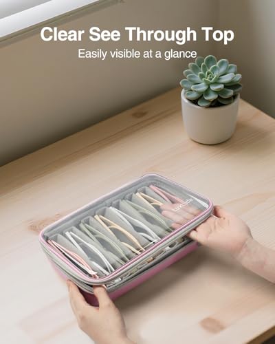 Luxtude Travel Sunglasses Organizer Case, Clear Sunglasses Travel Case - color: Pink-8 Pairs