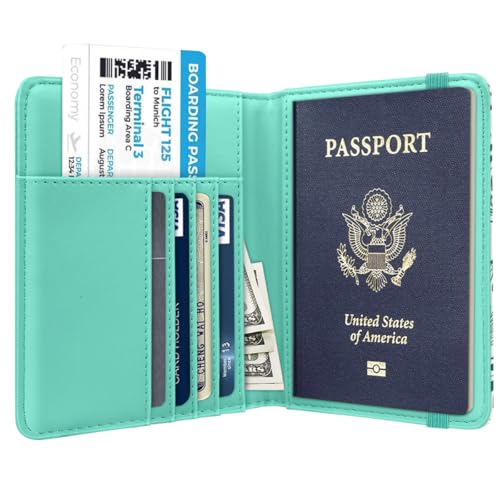 Coco Rossi Passport Holder for Travel Women Slim RFID Passport Cover Wallet - color: Green Daisy