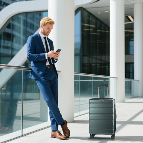 KROSER 20 Inch Airline Approved Carry On Luggage, Top Opening Suitcase - color: Dark Green