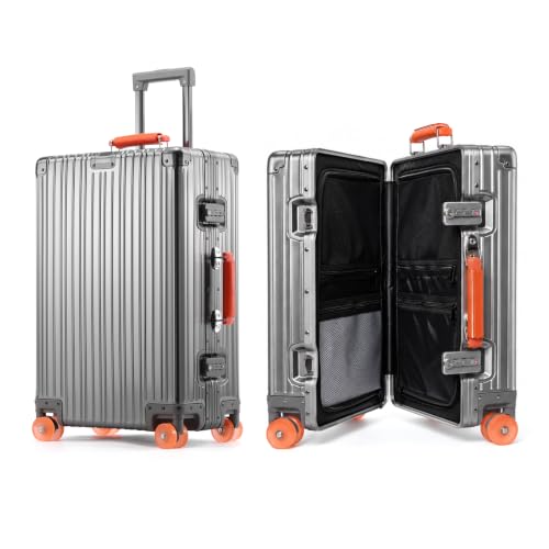 20 Inch All Aluminum Zipperless Carry On Luggage,Hard Shell Suitcase - color: Grey