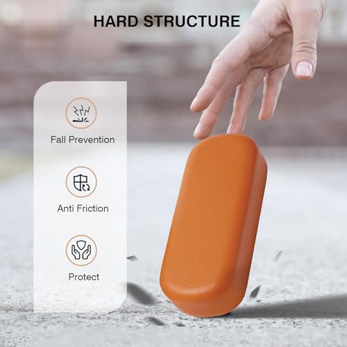 Marvolia Glasses Case Hard Shell Large Eyeglasses Case | PU Leather Protective Cases for Sunglasses Eyeglasses with Cleaning Cloth for Men Women - color: Orange