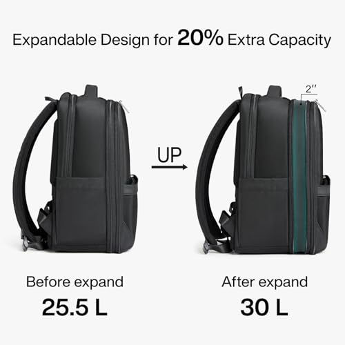 Hanke Expandable Travel Backpack 17 Inch, Full-Open Laptop Backpack, Black - color: Black, size: 17 Inch
