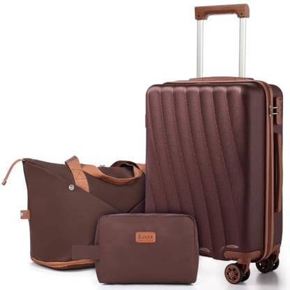 Eeeza Carry on Luggage Sets 3 Piece Suitcases(Burgundy 20"/DB/TB) - color: Burgundy, size: 3 Piece Sets (20/DB/TB)