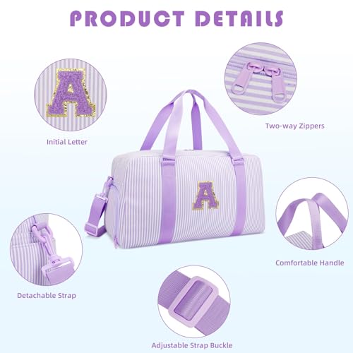 Birthday Gifts for Teen Girls Women, Initial Travel Duffle Bags - color: Purple, style: A