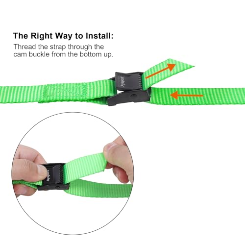 Ayaport Adjustable Lashing Straps with Buckles 0.75" x 6', 4 Pack - color: Green, size: 0.75'' x 6'