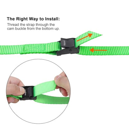 Ayaport Adjustable Lashing Straps with Buckles 0.75" x 6', 4 Pack - color: Green, size: 0.75'' x 6'