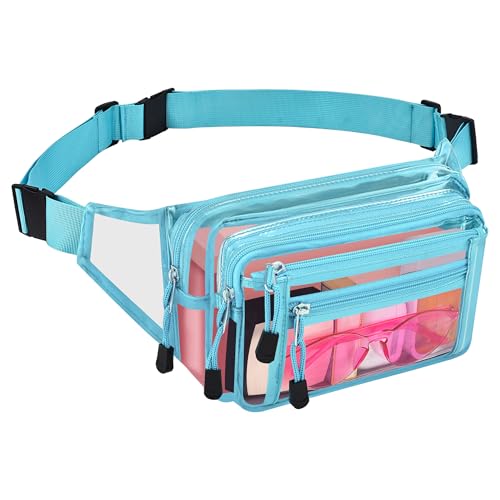 USPECLARE Clear Fanny Pack Stadium Approved Large Multi-Purpose Waist Bag - color: Aqua, style: 1-pack-pvc