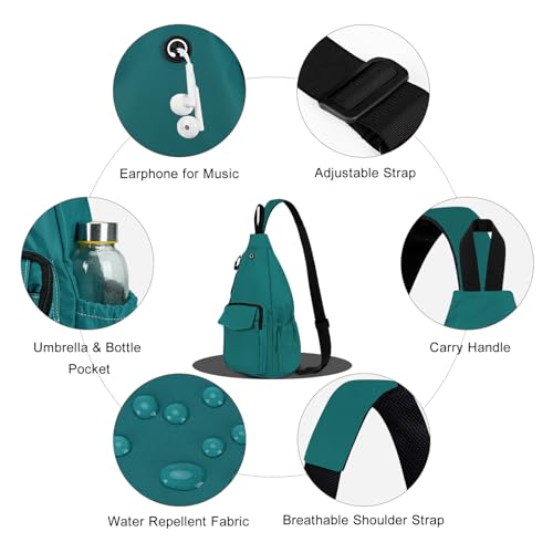 Sling Bag for Women Crossbody Chest Bag Convertible from Left to Right, Water Repellent Gym Backpack, Anit Theft - color: Forest Green
