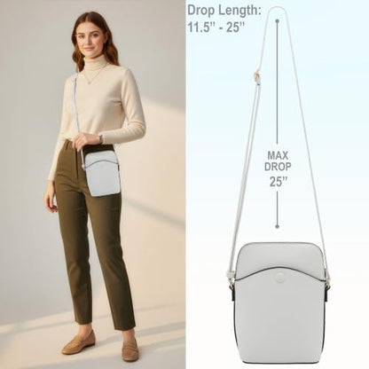 Solene Small Crossbody Bag with Gold Hardware, Mini Shoulder Purse with Adjustable Strap - color: White