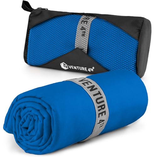 VENTURE 4TH Quick Dry Microfiber Towel for Camping & Gym - Blue Extra Large - color: Blue, size: 72.00" x 31.50"