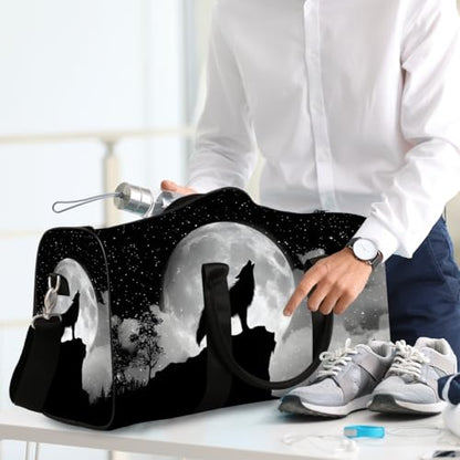 Moon Wolf Travel Duffel Bag Sports Tote Gym Bag Weekender Workout Bags - color: A-26