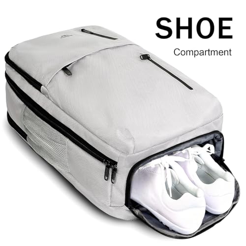 MATEIN Travel Backpack with Shoe Compartment, Gray Backpack for Airplanes - color: Gray, size: X-Large