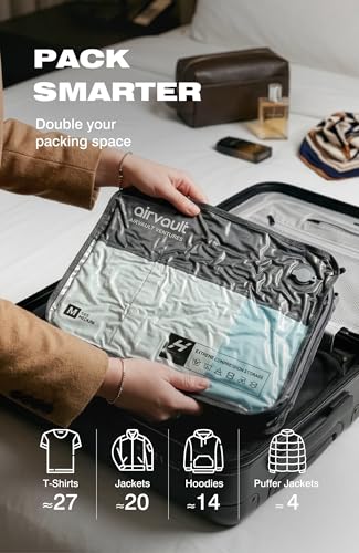 AirVault Reusable Vacuum Compression Travel Bag for Carry-On Suitcase and Backpack, Recycled IPX8 Waterproof Space Saver Vacpack (18L (21L (2-Pack)) - style: 21L (2-Pack)