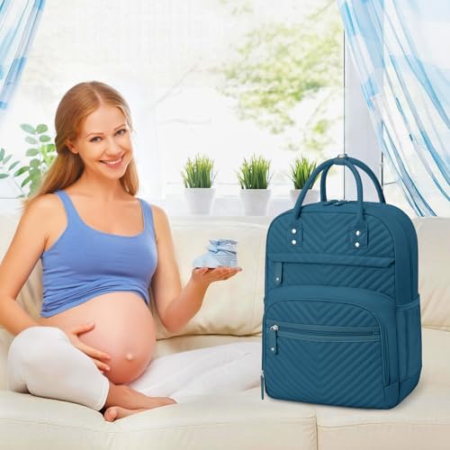 Tenot Diaper Bag Backpack for Women with Insulated Pockets Peacock Blue - color: Peacock Blue, style: Standard