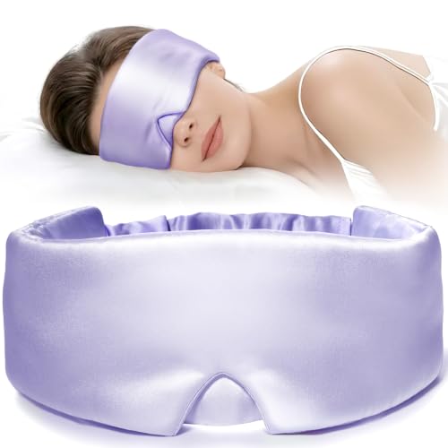 LitBear Silk Sleep Mask for Side Sleeper, Travel, Airplane, Office, Purple - color: Purple
