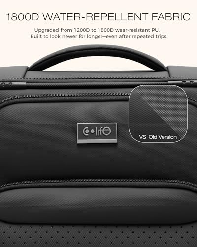 Coolife Upgraded Softside Luggage, TSA Lock, Spinner, 3-Piece 1800D Set - color: Black