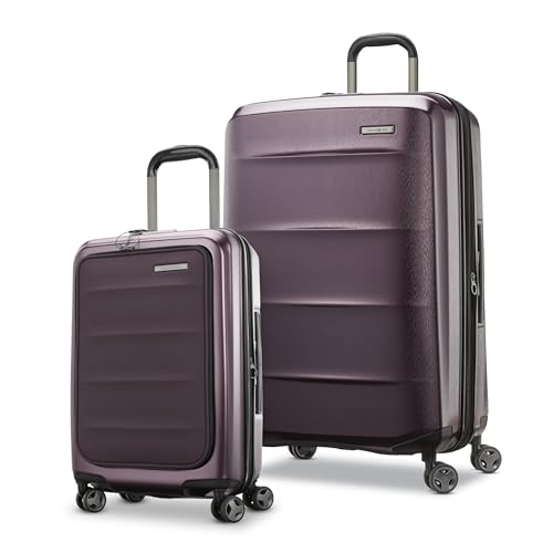Samsonite 2 Piece Luggage Set with 21/28” Hardside Lightweight Octiv (Carry-On Pro with Front Pocket & Large Checked) Expandable, Four Spinner Wheels, Adjustable Handle, TSA Approved Lock - Purple - color: Amethyst Purple, size: 2-Piece Set (Pro 21 with F