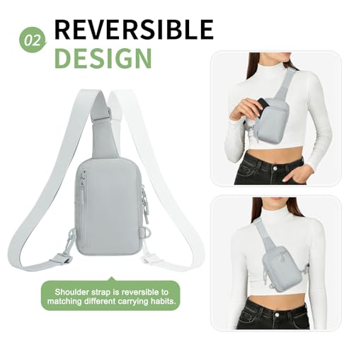 Mini Sling Bag for Men Women Fits for 6.3" Phone, Light Grey - color: 2 Pocket-light Grey