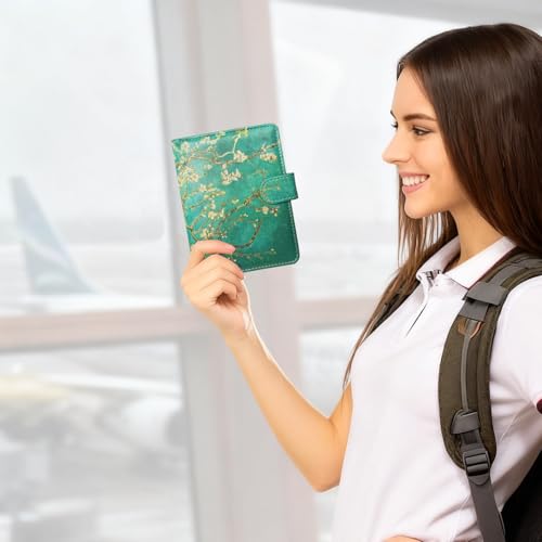 Passport Holder Cover, ACdream Protective Premium Leather RFID Blocking Wallet Travel Case for Passport/Credit Card/Air Ticket, - color: Z- Almond Blossom
