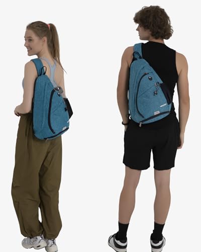 WATERFLY Large Sling Bag Crossbody Backpack Chest Pack for Men Women - color: Teal Blue