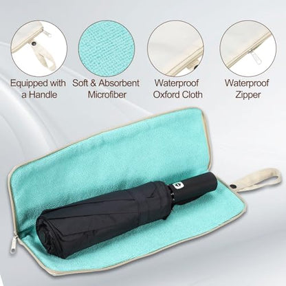 uxcell Wet Umbrellas Bag 10x4" Waterproof Oxford Cloth Reversible - color: Beige, size: 10x4"