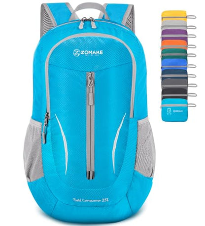 ZOMAKE Lightweight Packable Backpack 25L, Foldable Hiking Daypack - color: Light Blue