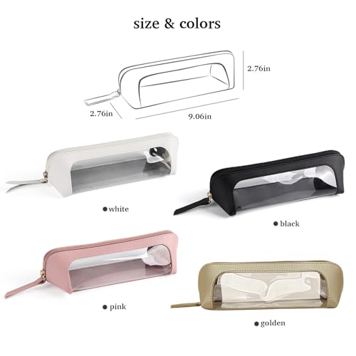 Clear Makeup Brush Bag Case,Leather Travel Make up Brush Holder, Portable MakeupBrush Case, Make Up Brush Pouch for Makeup Tools, Cosmetic Organizer with Zipper (Pink) - color: Pink