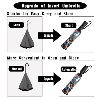 LANBRELLA 컴팩트 리버스 접이식 우산 자동 방풍 여행용 우산 - color: T2.3-로즈, size: 46인치
