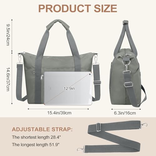 Small Travel Gym Duffel Bag for Women, Weekender Overnight Bag - color: Dark Grey