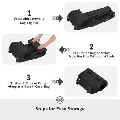 STOVER 100L U-Zip Rolling Duffel Bag with Wheels, X-Large Durable Travel Duffle + Toiletry Bag, Lay-Flat Opening, Packable with Shoulder Straps - Use as Luggage or Backpack, Men/Women (Black) - color: U-Zip Expedition Black