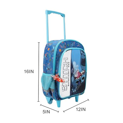 Bioworld 청소년 40.6cm(16인치) 롤링 백팩, 디즈니 스티치 롤링 블루, 만화, 장난기 - color: 디즈니 스티치 롤링 블루