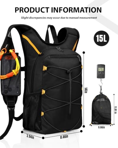 MOKURA 15L Small Hiking Backpack for Men Women, Lightweight Daypack, Black - color: Black