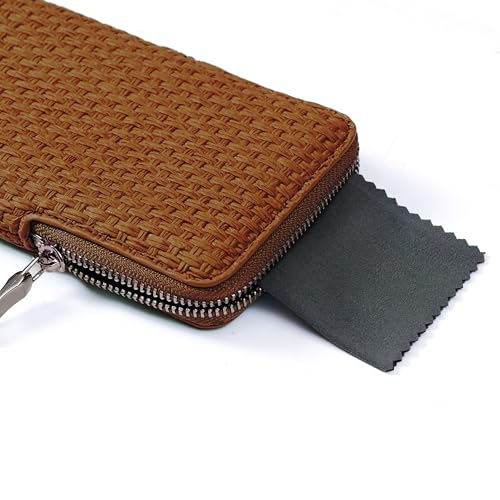 Cockatoo Portable Glasses Case, Drop-Resistant Eyewear Storage Pouch, Slim Soft Case for Sunglasses, with Cleaning Cloth - color: Brown