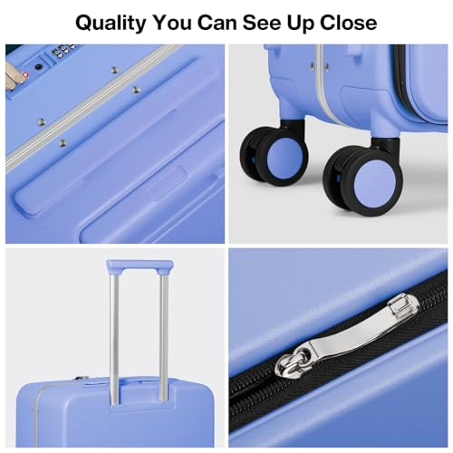 mixi 24 Inch Checked Luggage PC Hard Shell Suitcase Top Opening Aluminum Frame Travel Suitcases with Wheels, Lilac Purple - color: Lilac Purple, size: 24 inch