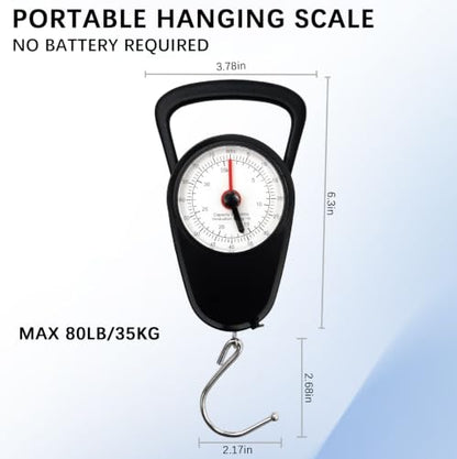 Luggage Weight Scale with Hook, 2PC Hanging Scale for Fish Travel, 80 Lbs - color: White & Black
