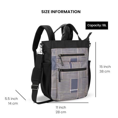 Sherpani Soleil, Anti Theft Convertible Backpack Tote (Passport) - color: Blue Print