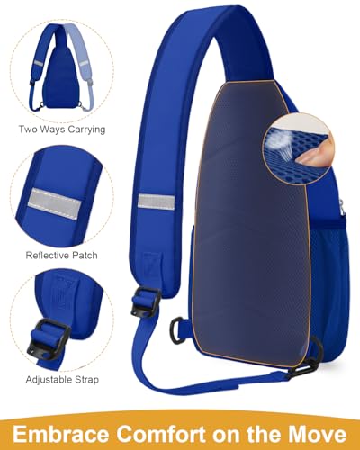 Pritent Crossbody Bags for Women Men Sling Bag Backpack Shoulder Bag - color: Royal Blue, size: Medium
