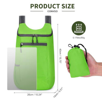 Lightweight Foldable Backpack,Travel Hiking Daypack Packable Bag - color: Green