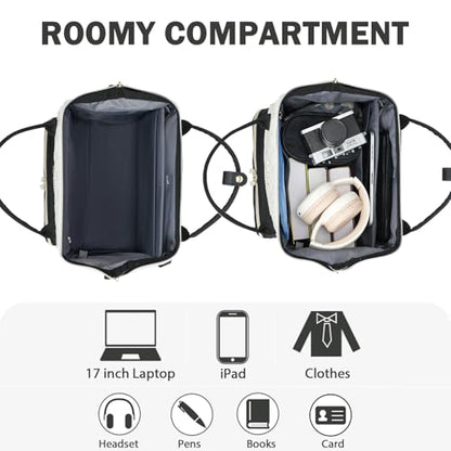 EMPSIGN 17 Inch Laptop Backpack for Women, Beige-Black - color: Beige/Black