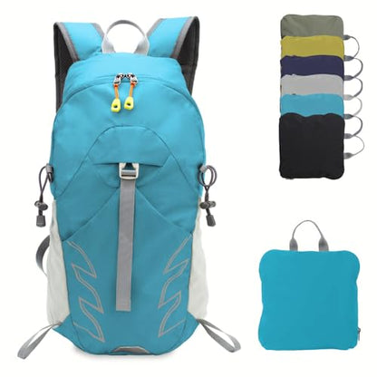 Small Lightweight Hiking Backpack，20L Foldable Hiking Daypack Cycling Hydration Backpack Travel Camping Bag - color: Lake Blue