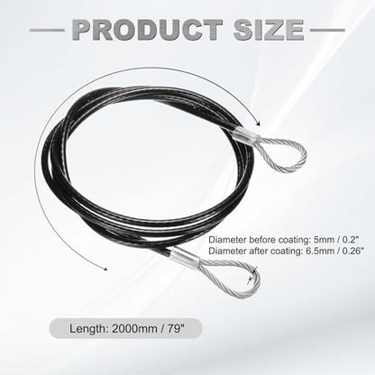 PATIKIL 79" Safety Cable Lock Security Wire Ropes 0.26" Dia Black - size: 79 Inch-Black