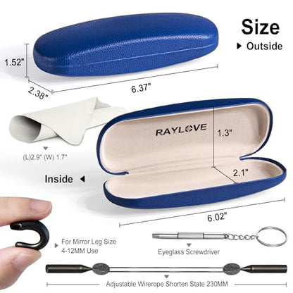 RayLove Unisex Hard Shell Eyeglasses Cases, Protective Case For Glasses - color: 2, Blue Blue-litchi Texture