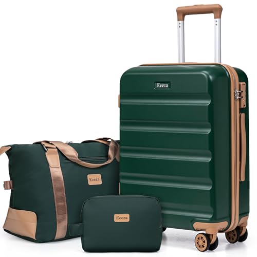 Eeeza 기내용 수하물 55.9x35.6x22.9cm(22x14x9인치) 항공사 승인, 바퀴 하드쉘이 있는 슈트케이스, TSA 잠금 장치가 있는 경량 수하물 세트, 50.8cm(2, 다크 그린 - color: 다크 그린
