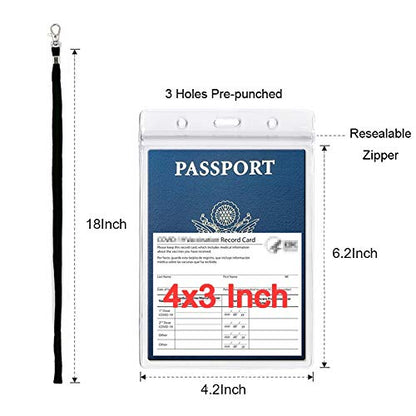 Passport Badge Holders with Extra PVC ID Card Holder and Woven Lanyards Ideal for Cruise and Vacation by CypesCrafts(2Pack Black Lanyards) - color: 2p Black Lanyards