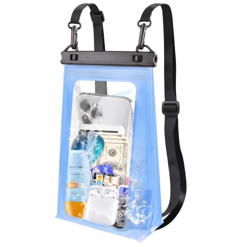 PEDVSTY Waterproof Phone Pouch Floating, Double Seals, Expandable Space - color: Blue, size: Regular (Up to 7.2")