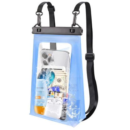 PEDVSTY Waterproof Phone Pouch Floating, Double Seals, Expandable Space - color: Blue, size: Regular (Up to 7.2")